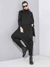 Black Elastic Waist Harem Pants